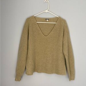 J CREW CASHMERE knit SWEATER green sz X Small oversized v neck